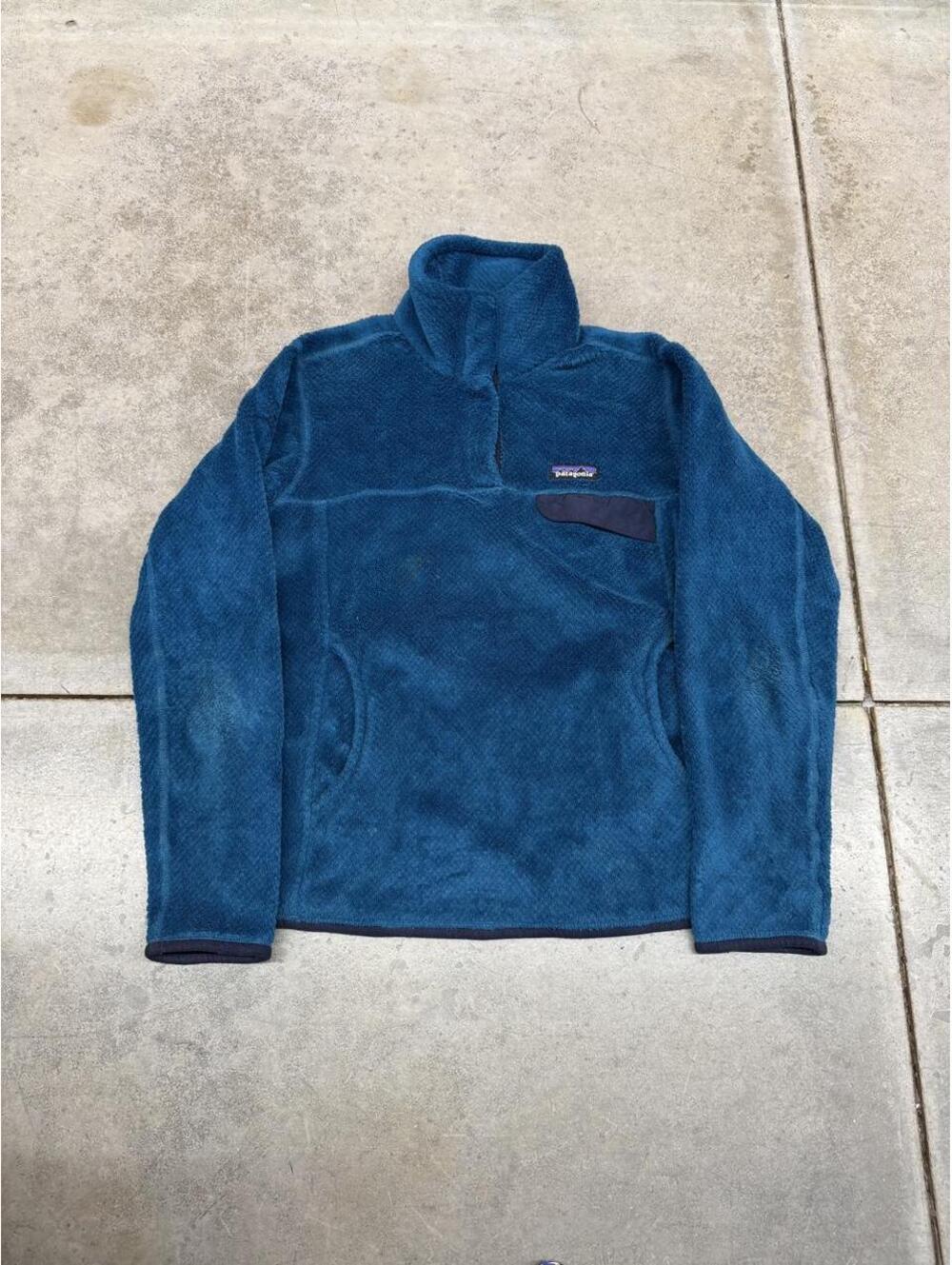 vintage patagonia re tool royal blue synchilla fleece jacket size small